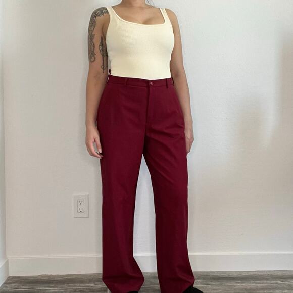 Vintage 90s Armani Collezioni Red Wool Blend Trousers Pants Italy Quiet Luxury - Picture 13 of 14